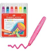Faber-Castell Neon Gel Crayons: 6 Jumbo Drawing Sticks in a Durable Storage Case: Toddler Art Sup...