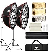 Light Box Photography Lighting Kit:2-Pack 37" Octa Softbox,Honeycomb Grid,110W LED Lamps,RC,Tripo...