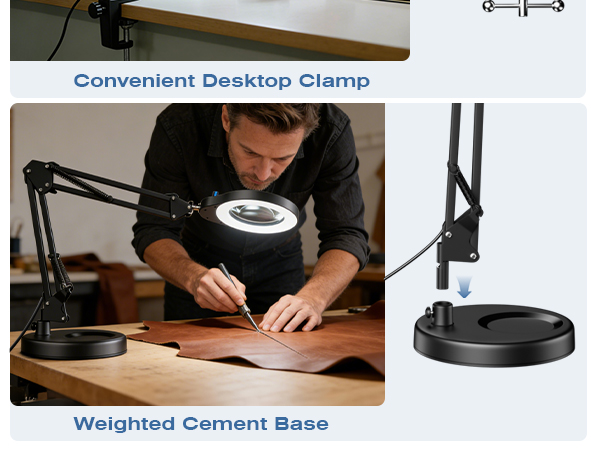 Adjust the angle of the magnifying lamp to suit your needs