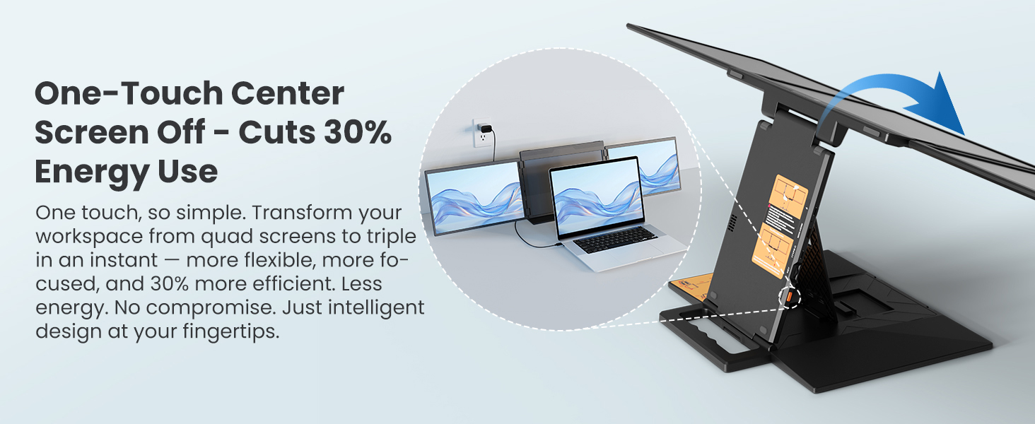 One-Touch Center Screen Off - Cuts 30% Energy Use
