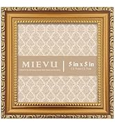 MIEVU 5×5 Gold Picture Frame - Picture Frames for Wall Hanging And Tabletop Display, Vintage Phot...