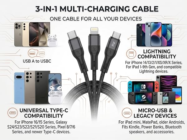 charging cables for multiple devices