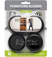Slipstick 2-1/4 Inch Round Furniture Sliders for Carpet &amp; Rugs (16 Pack) Premium Reusable Furnitu...
