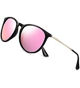 CHBP Sunglasses Womens Men Polarized UV Protection Trendy Vintage Retro Round Mirrored Lens Sungl...