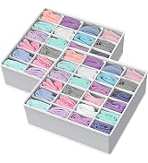 Simple Houseware 2 Pack Closet Sock Organizer, 24 Cell Drawer Divider, Gray