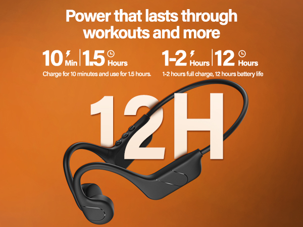 12 hours playtime bone conduction headphones with fast USB-C charge