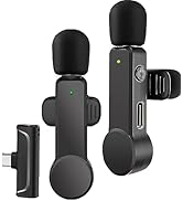 NPTCL 2 Pack Lavalier Microphone USB C Wireless Lav Mic for Android Phone Noise Canceling Mini La...