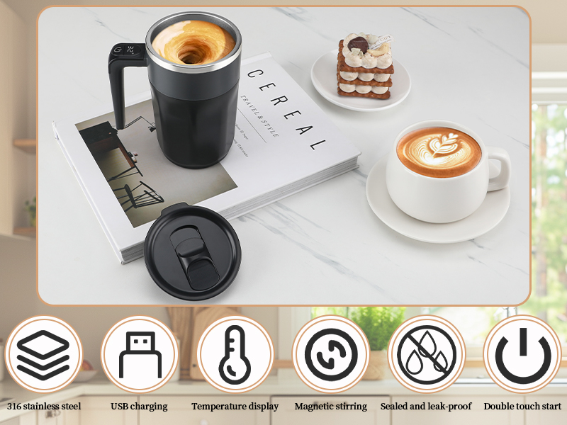 Self Stirring Coffee Mug with Temperature Display