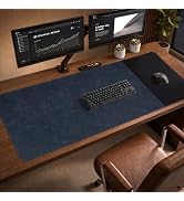 HAUTOCO Cork Desk Mat 48''x19.7'', Distressed PU Leather &amp; Cloth Desk Pad | Waterproof, Non-Slip,...