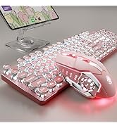 TK950 Wireless Typewriter Keyboard and Mouse Combo, 104 Keys Retro Typewriter Mechanical Keyboard...
