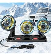 HUENLYEL Portable 3-Head Car Cooling Fan, 12V Cigarette Lighter Dash Fans for Cars Vehicles Truck...
