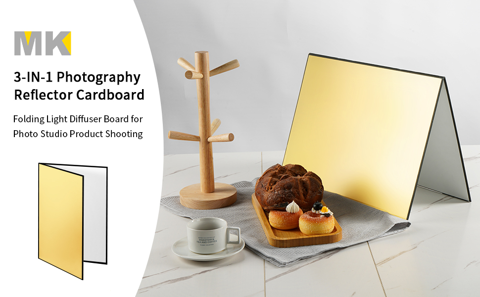 3 in 1 Photography Reflector Cardboard Black White Silver
