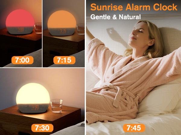 sunrise alarm clock with sound machine bedside digital clock with night light birthday gift for boy 
