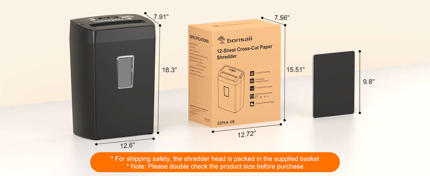 Bonsaii 12-Sheet Cross Cut Paper Shredder