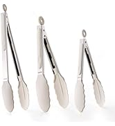 CAROTE Tongs for Cooking Heat Resistant Stainless Steel Kitchen Tongs with Non Scratch Silicone T...