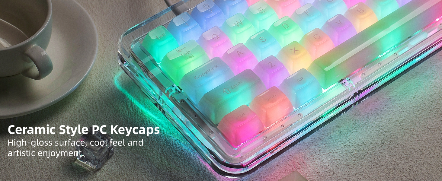 Keyboard Keycaps Jelly Ceramic Keycaps Style, Clear Creamy Matcha Green Key Cap Transparent Custom