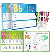 Coogam Handwriting Drawing Practice Cards, 36pcs Alphabet Number Painting Coloring with Pens, Dou...