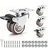 2 Inch Double Wheel Swivel Caster Wheels Set of 4, 880LBS Load Capacity, Rubber Caster Wheels, Fu...