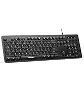 TECKNET Wired Keyboard,Silent USB Keyboard for Office,Spill-Resistant,Slim Full-Size Membrane Lay...