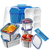 Lunch Box Stainless Steel Bento for Kids Adults Leakproof BPA-Free with Lunch Bag Metal Lunch Con...
