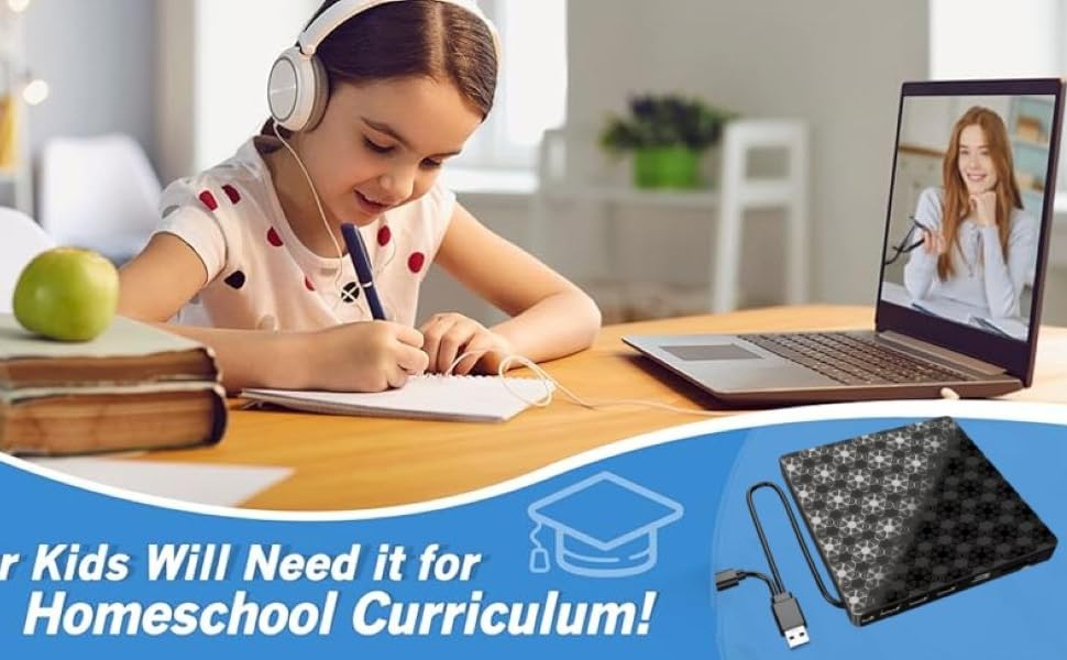 External CD/DVD Drive for Laptop, DVD Player for Laptop, 8 in 1 USB 3.0 Ultra-Slim Portable