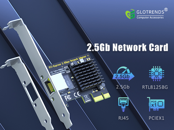 GLOTRENDS LE8105 2.5Gb Network Card for Desktop PC/Server