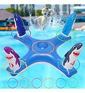 Voiiake Inflatable Pool Ring Toss, Pool Toys for Kids with 6pcs Rings, Swimming Pool Games for Ad...