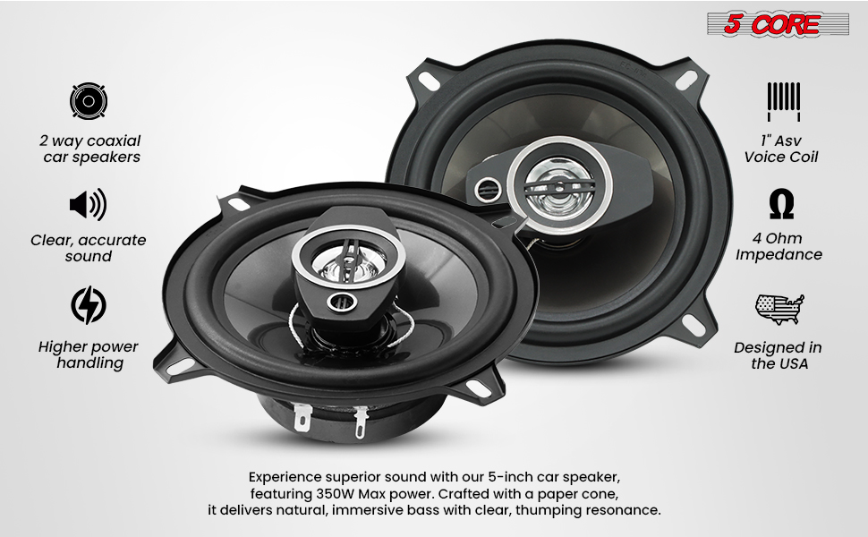 coaxial car speaker audio stereo 2 way full range door dash mount component system loud clear