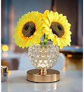 AIHYING Sunflowers Lamp,Rechargeable Cordless Touch Table Lamp,3-Colour Infinitely Dimming Small ...