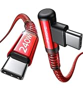 AINOPE 240W High Speed USB C Cable [10ft] USBC to USBC Cable, Right Angle C to C Cable Fast Charg...