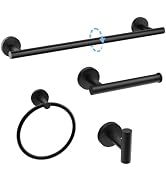 Luxbaro Matte Black Towel Bar Set, Modern 24 Inch Bathroom Hardware Set, Wall Mounted Bathroom Ac...