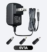 UL Listed 6V 1A 1000mA 6ft Power Supply Adapter with 3 Tips, 6W 0.5A 0.8A AC/DC Switching Adapter...
