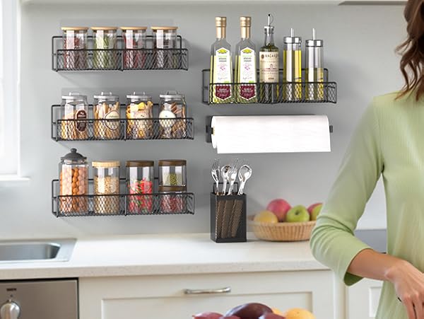 dtuqyx Spice Rack Wall Mounted 6-Pack