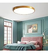 12 Inch Gold LED Ceiling Light Fixture Flush Mount, 24W, 5000K Daylight White, 3200LM, Flat Moder...