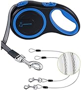 26FT Chew Proof Retractable Dog Leash with 2 Heavy Duty Anti-Chewing Wire Ropes, 360° Tangle-Free...