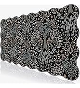 L-SPOUTTO Botanical Mouse Pad,Black Desk Mat XXL Large Scalloped Gaming Mousepad,35.4x15.12in Non...