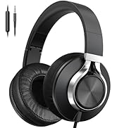 AILIHEN Wired Headphones with Microphone Volume Control, Noise Isolating Over Ear Headphones Wire...