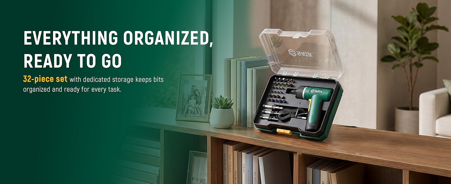32-piece screwdriver set with storage case and 30 driver bits