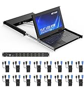 MT-VIKI 16 Port HDMI LCD KVM Console, 1U Rack Mount KVM w/15.6'' LCD Monitor, 1080P@60Hz +16 KVM ...