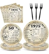 96Pcs 50th Birthday Party Plates and Napkins for Back in 1975 Birthday Party Supplies Vintage 50 ...