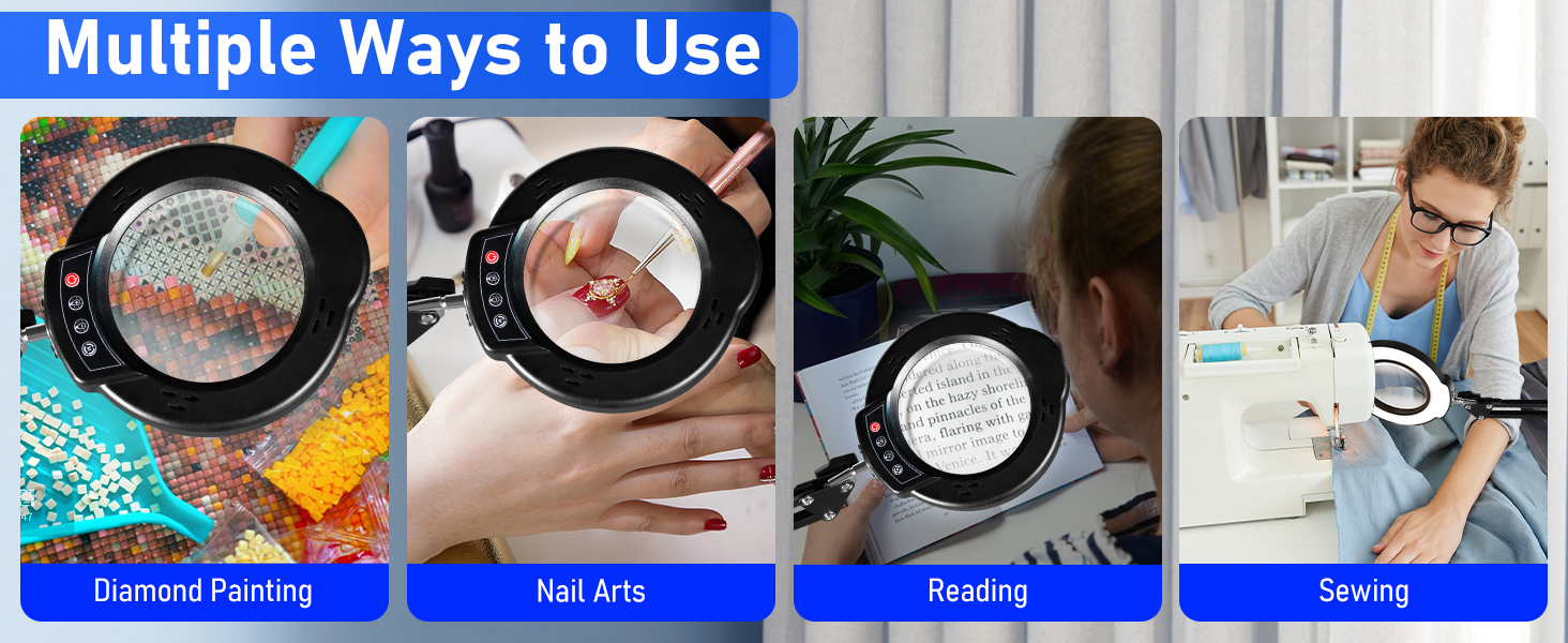 desk magnifying glass with light