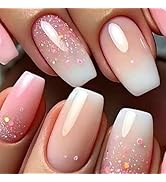 Press On Nails, Almond Fake Nails, Reusable with Nail Glue, 12 Sizes - 24 Nail Kit, Color Press-O...