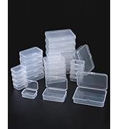 LJY 28 Pieces Mixed Sizes Rectangular Empty Mini Plastic Storage Containers with Lids for Small I...