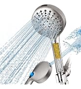 BRIGHT SHOWERS Filtered Shower Head with Handheld, High Pressure 9 Spray Mode Showerhead with Lon...