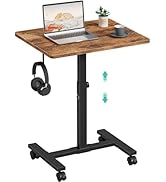 Small Portable Standing Rolling Desk - 24 Inch Mobile Stand Up Desk Adjustable Height on Wheels f...