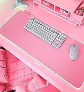 JMIYAV Pink RGB Gaming Mouse Pad 31.5x12 Inch PC XL Large Extended Glowing Led Light Up Desk Pad ...