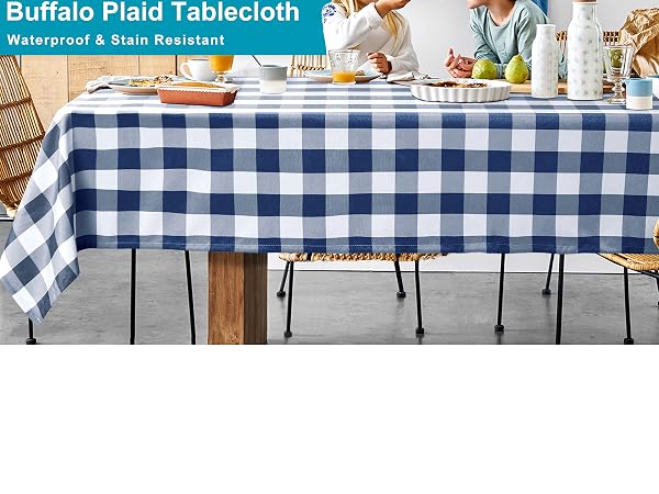 navy blue buffalo plaid tablecloth