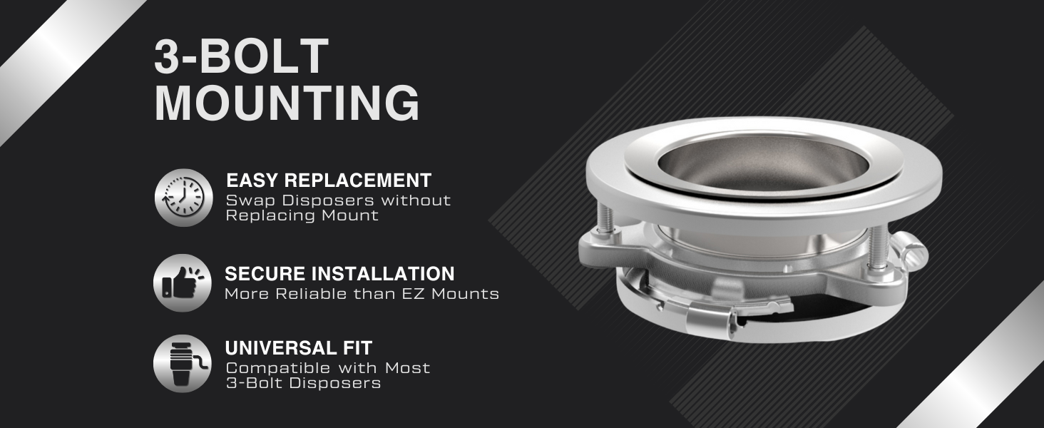 3-bot mount style disposal easy replacement universal fit moen insinkerator waste king