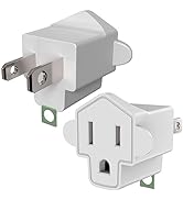 2 Pack ETL Listed 3 Prong to 2 Prong Adapter, JACKYLED Polarized Grounding Converter 3-Prong Adap...