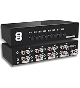 FlyroadUp 3.5mm Aux + RCA L/R Bi-Directional Stereo Audio Switch 8 in 1 Out A/B Analog Audio Swit...